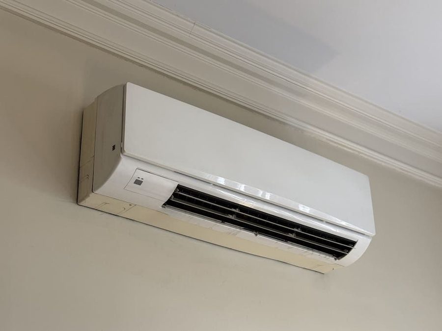 Ductless mini split mounted on wall